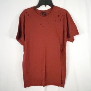 BLACK ORCHID Distressed Short Sleeve Tee Shirt